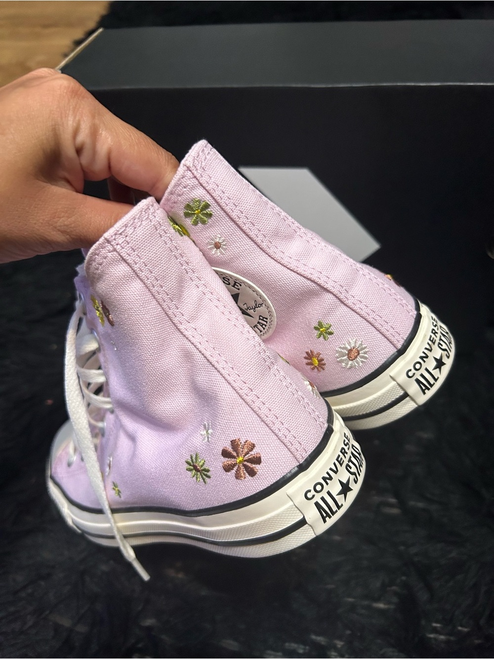 CONVERSE Ctas Hi top pink floral embroidered lace up shoes sneakers women’s 8.5 - Picture 4 of 9